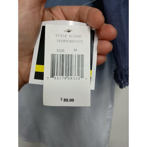 Violet Weekend Womens Shift Dress Medium Ivory Midnight Ombre Bell Sleeve BOHO - Picture 3 of 11